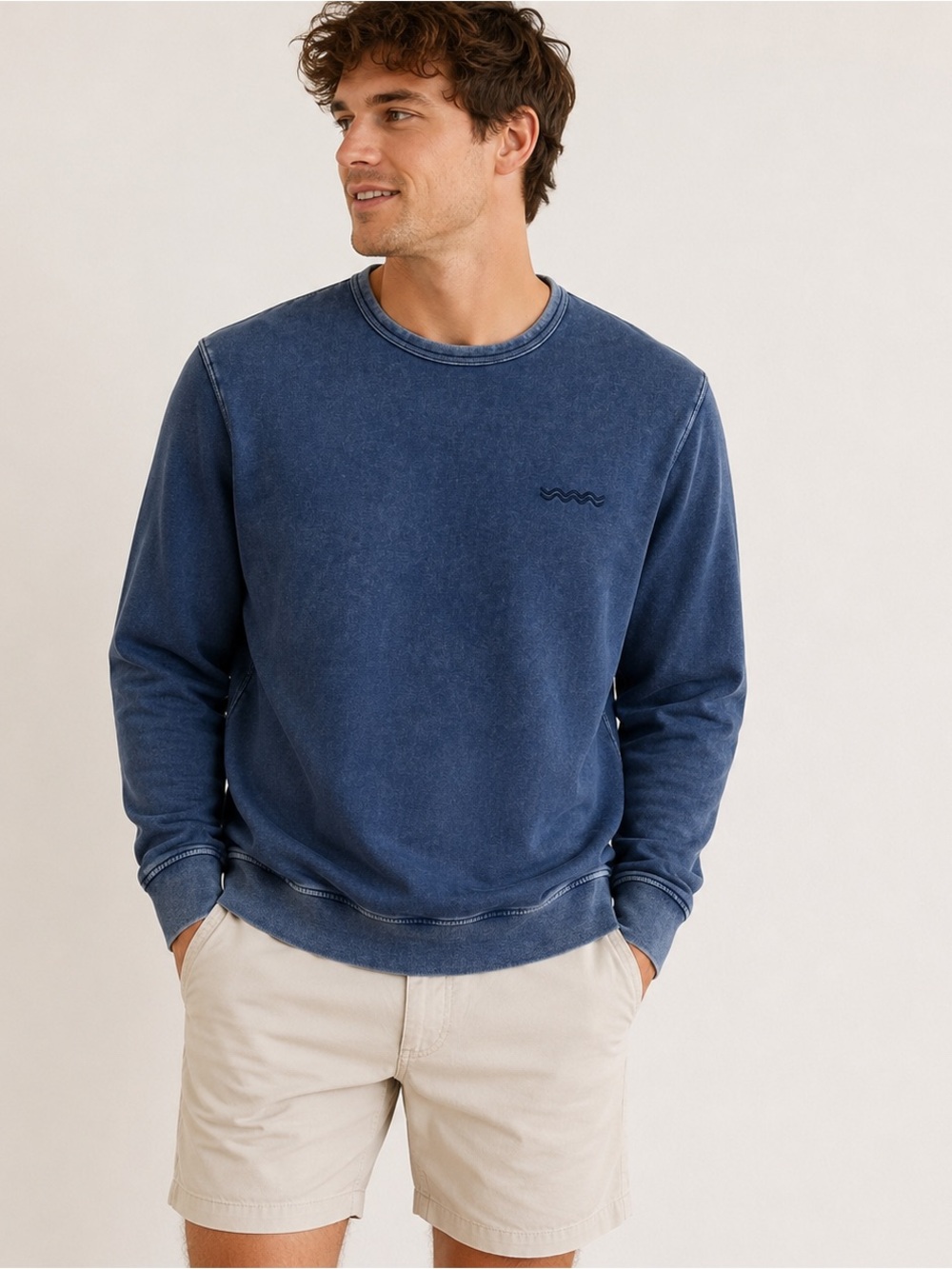Fair Harbor Crewneck Sweatshirt XL Organic Cotton Garment Dyed Navy Coastal EUC
